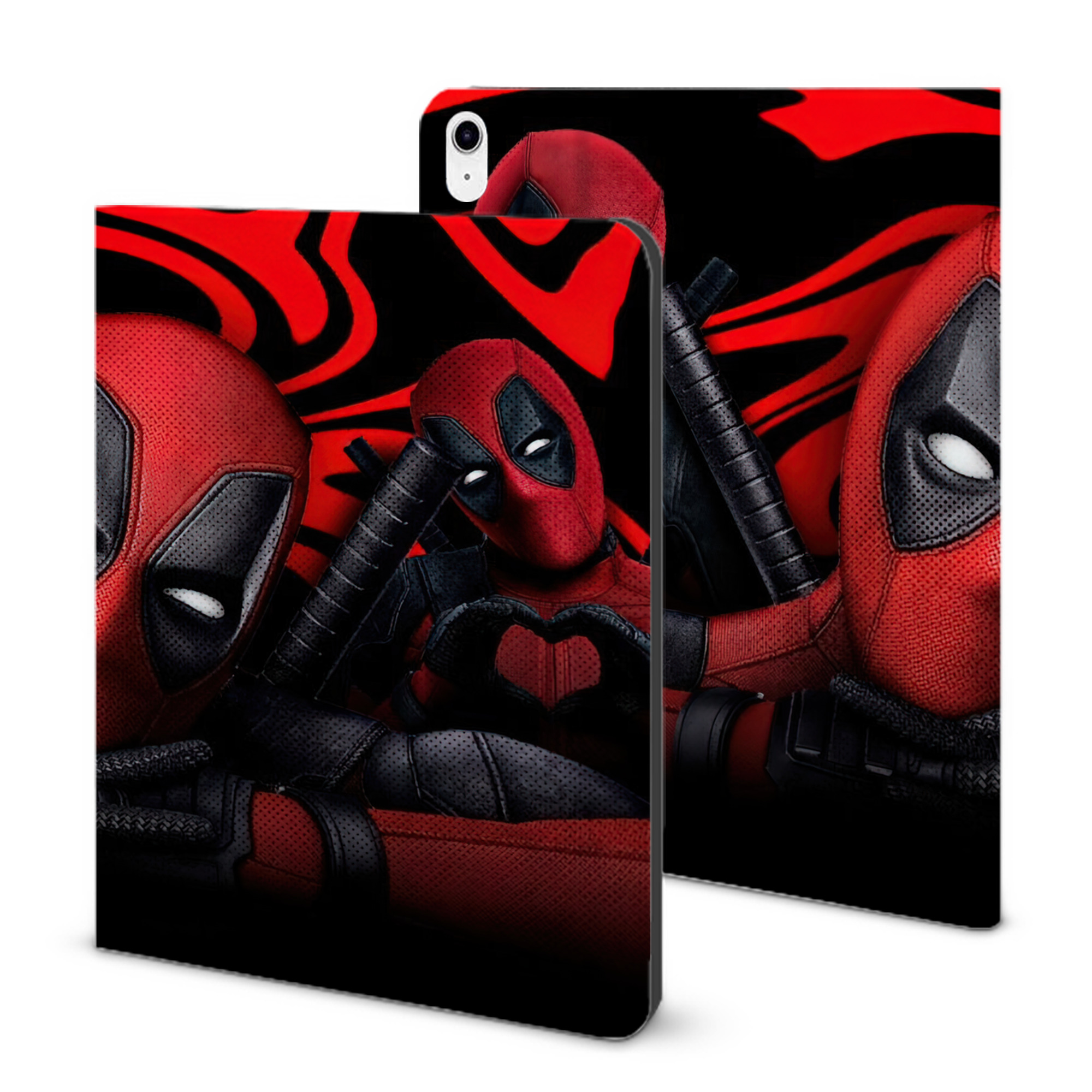 （画像用） Deadpool デッドプール IPad ケース ブック型 PUレザー TPU 耐衝撃 軽量 薄型 ペン収納なし 全面保護 IPad 各モデル対応